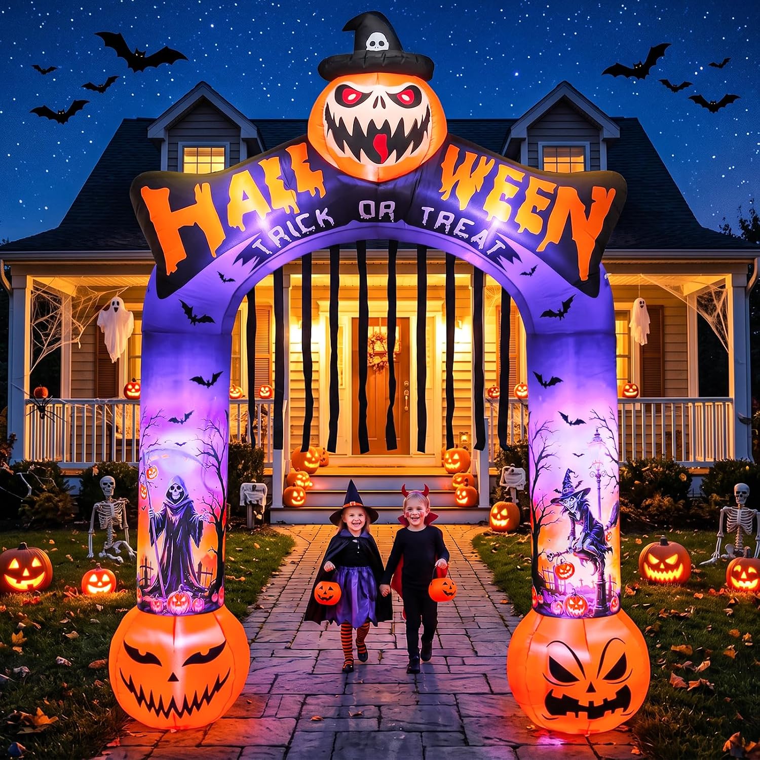 Outdoor Lighting Front Yard - Arco Inflável de Halloween de 10