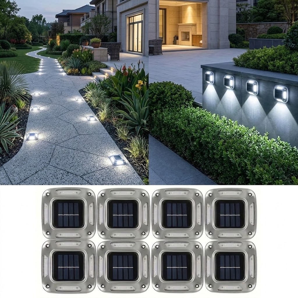Outdoor Lighting Ground Fixtures - 8 Peças de Luzes Solares para