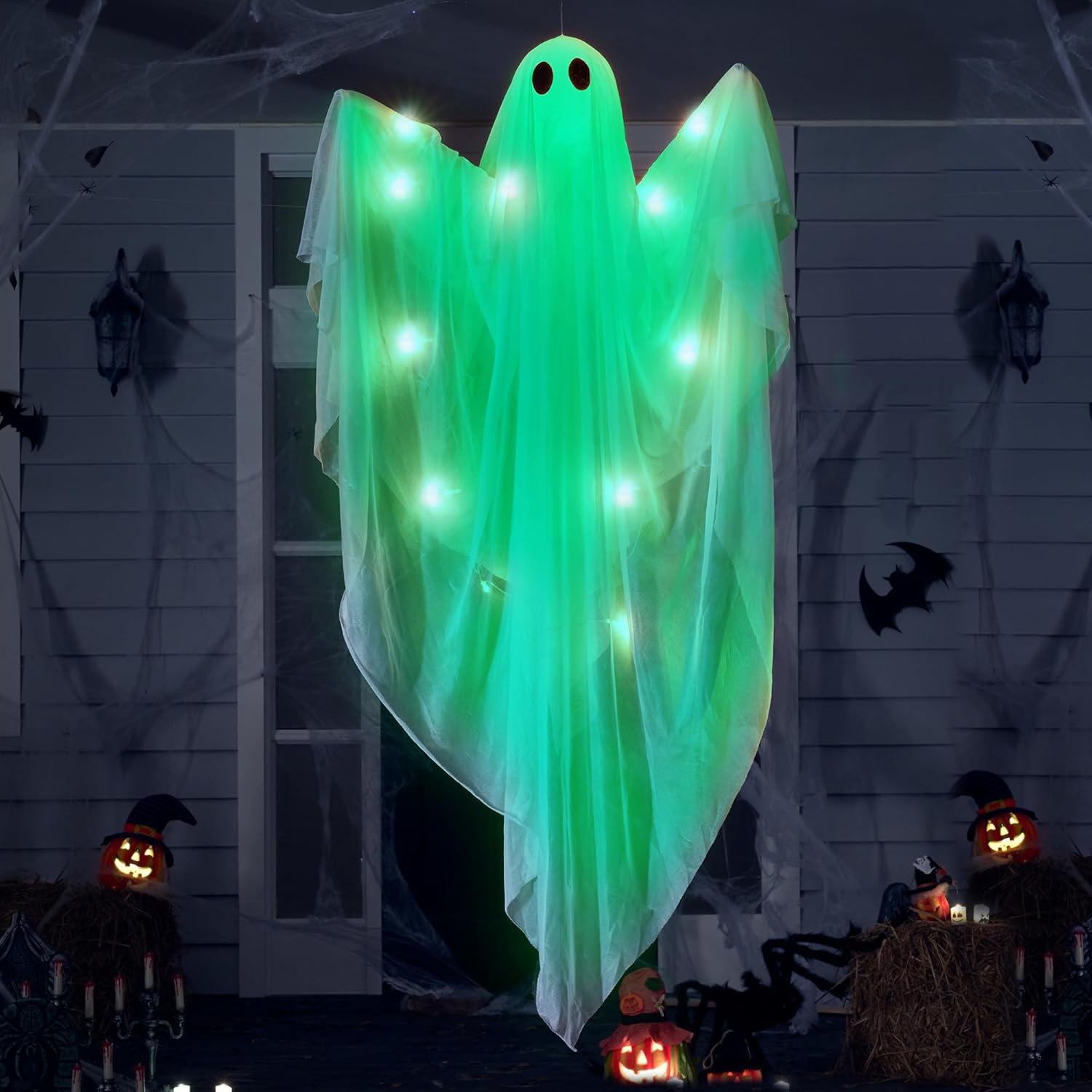 Outdoor Lighting Front Yard - Fantasma Iluminado de Halloween com Luz