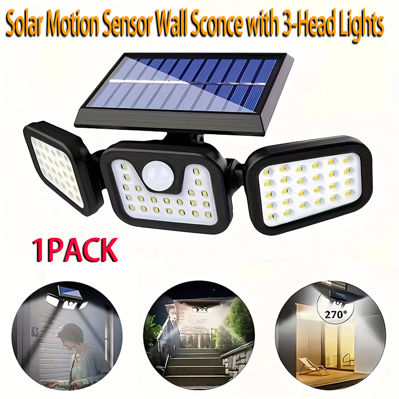 Outdoor Lighting Front Yard - Luz Solar 74LED com 3 Cabeças