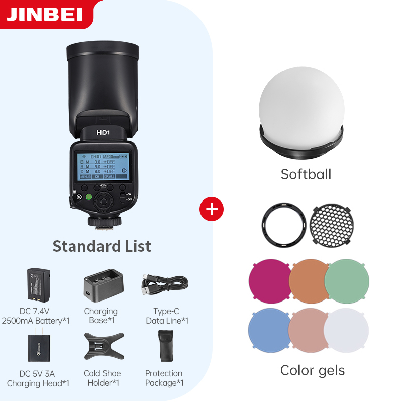 Outdoor Lighting Kit Photography - Flash para Câmera JINBEI HD-1, Iluminador