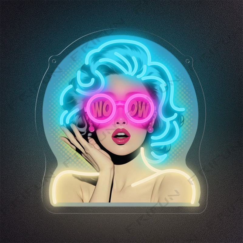 Outdoor Lighting Decor Wow - Letreiro Neon WOW Curl Girl com