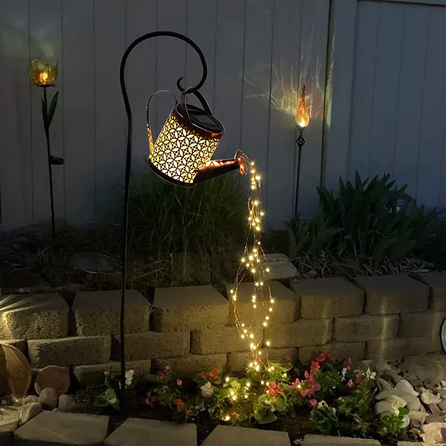 Outdoor Lighting Bronze - Regador solar luz pendurado chaleira lanterna