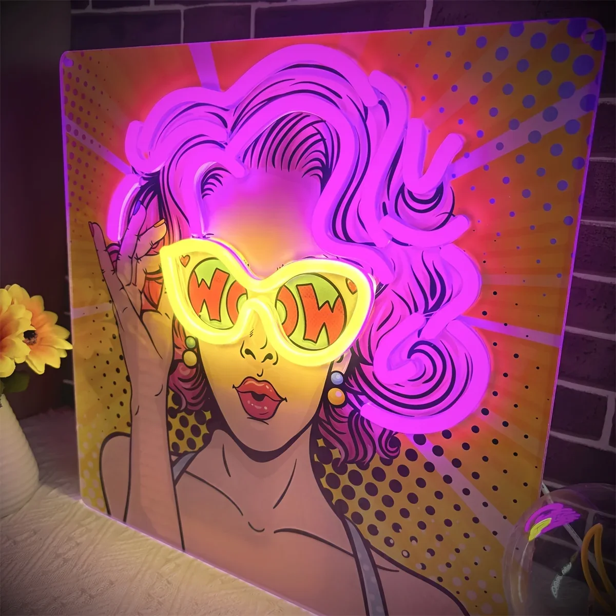Wow senhora pop art led sinal  - Outdoor Lighting Decor Wow avaliação e preço