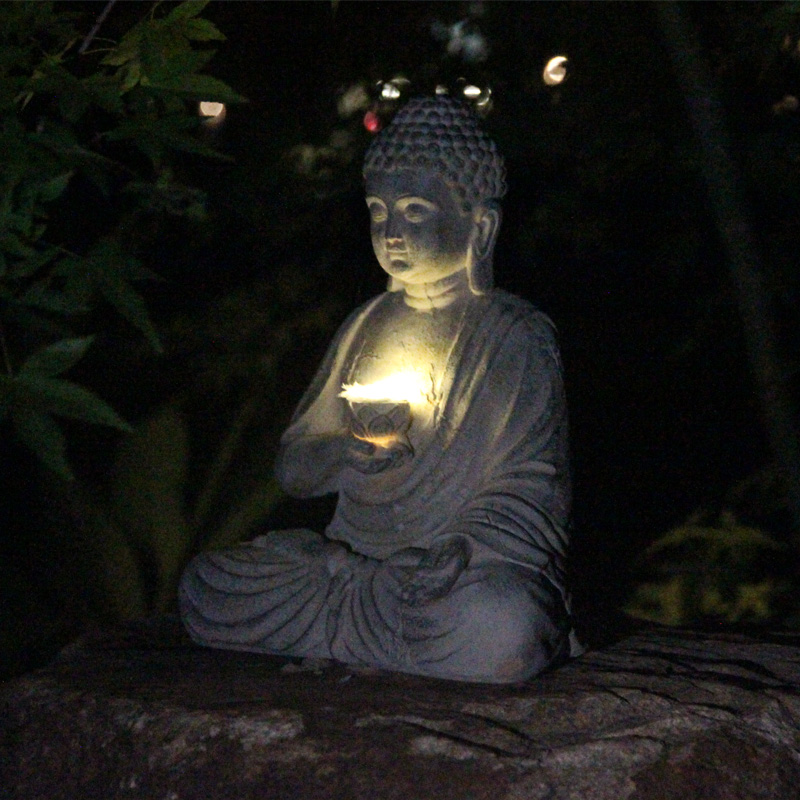 Resina solar estátua de buda e - Outdoor Lighting Front Yard avaliação e preço