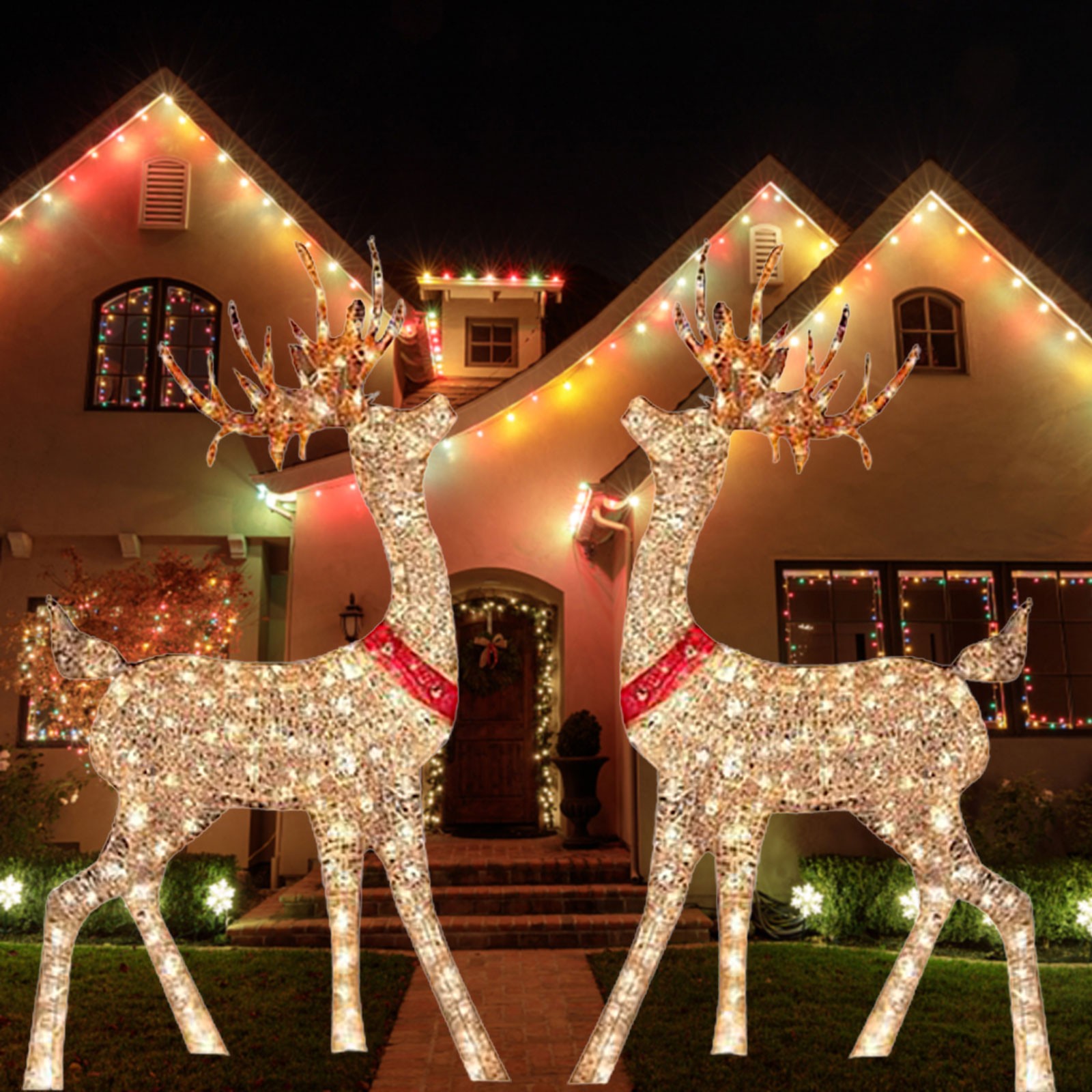 Iluminado decoração do Natal c - Outdoor Lighting Front Yard avaliação e preço