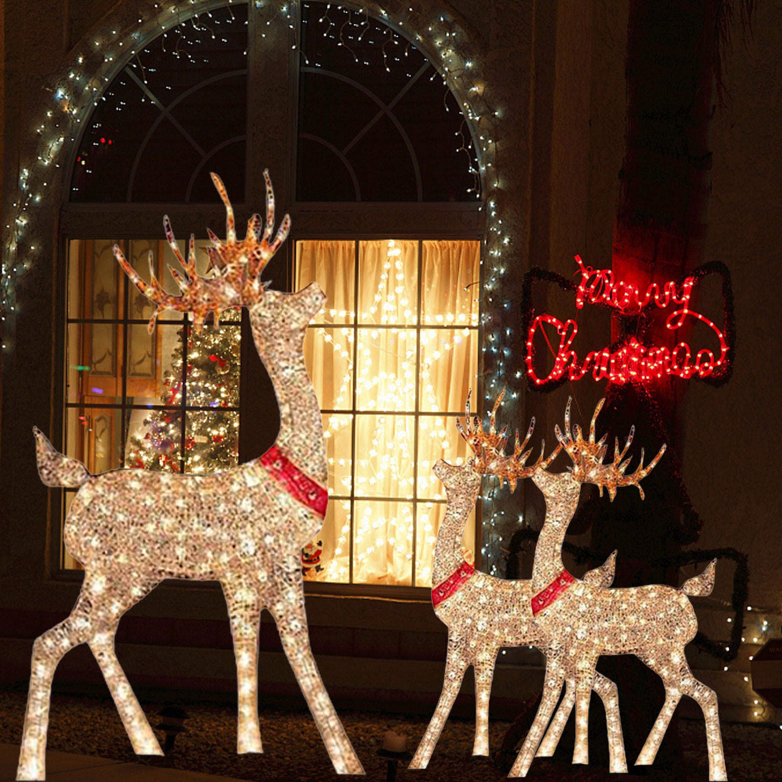 Iluminado decoração do Natal c - Outdoor Lighting Front Yard avaliação e preço