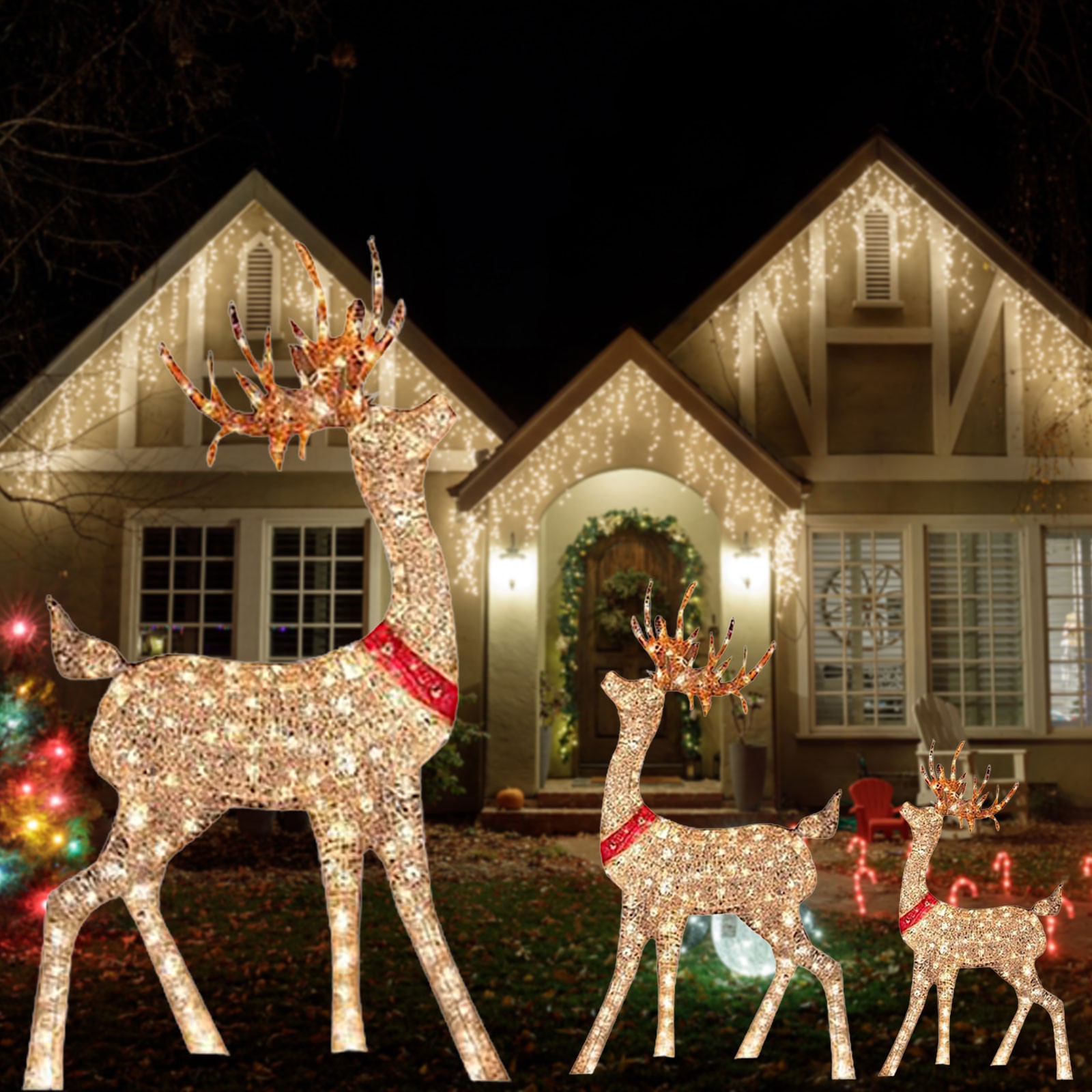 Iluminado decoração do Natal c - Outdoor Lighting Front Yard avaliação e preço
