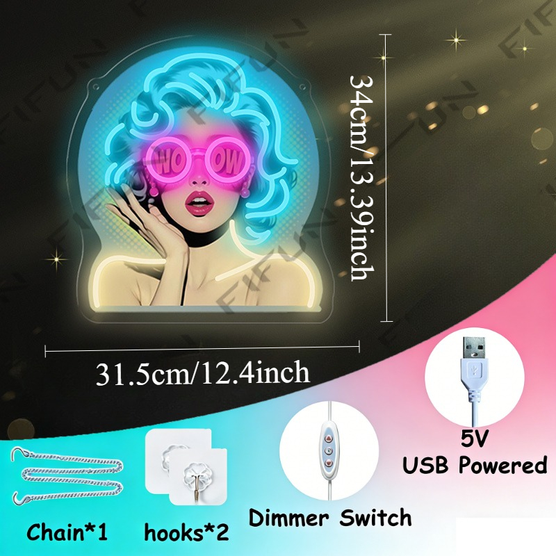 Letreiro Neon WOW Curl Girl co - Outdoor Lighting Decor Wow avaliação e preço